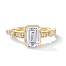 2-1/2 CT. T.W. Emerald-Cut Certified Lab-Grown Diamond Bezel-Set Engagement Ring in 14K Gold (F/VS2)
