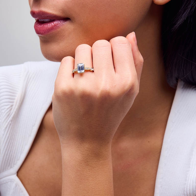 Main Image 2 of 2-1/2 CT. T.W. Emerald-Cut Certified Lab-Grown Diamond Bezel-Set Engagement Ring in 14K Gold (F/VS2)