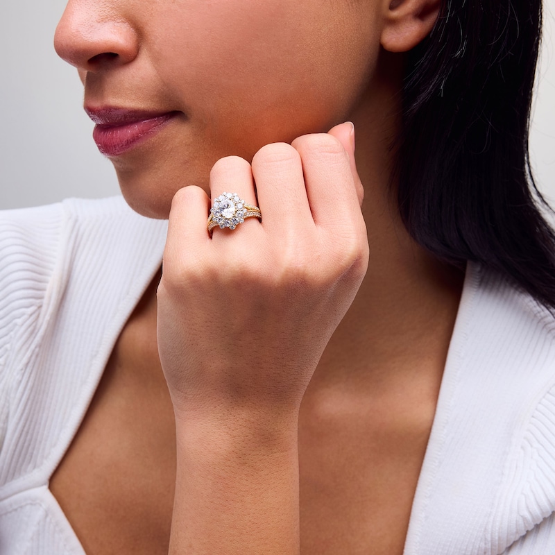 Main Image 2 of 2-1/2 CT. T.W. Oval and Round Certified Lab-Grown Diamond Frame Split Shank Engagement Ring in 14K Gold (F/VS2)