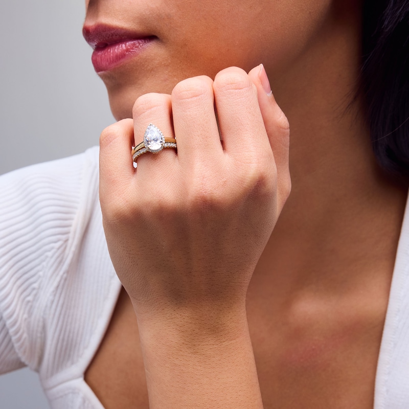 Main Image 2 of 2-1/2 CT. T.W. Pear-Shaped Certified Lab-Grown Diamond Frame Bridal Set in 14K Gold (F/VS2)