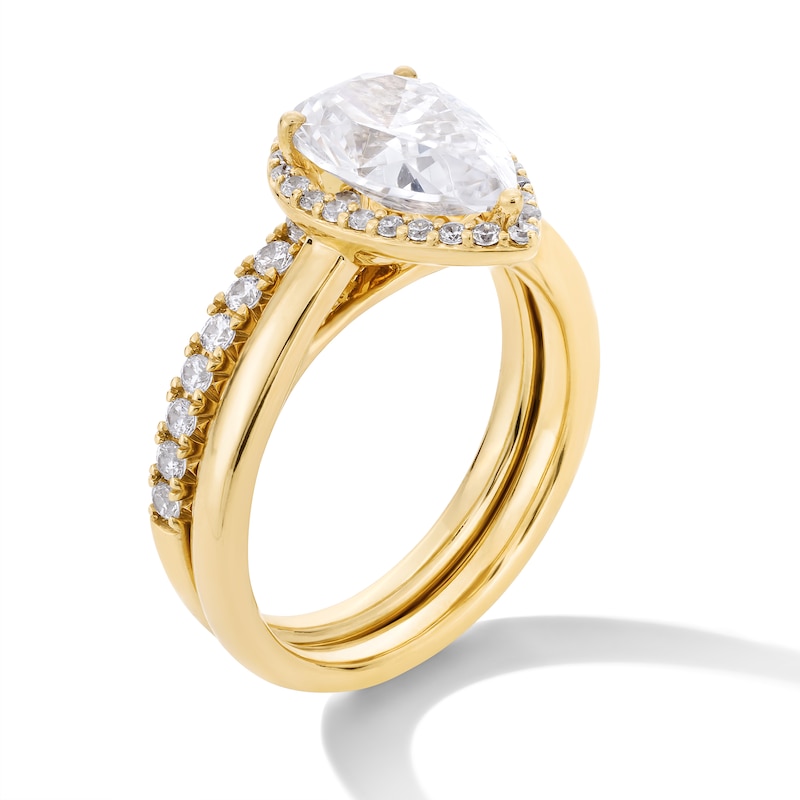 Main Image 3 of 2-1/2 CT. T.W. Pear-Shaped Certified Lab-Grown Diamond Frame Bridal Set in 14K Gold (F/VS2)