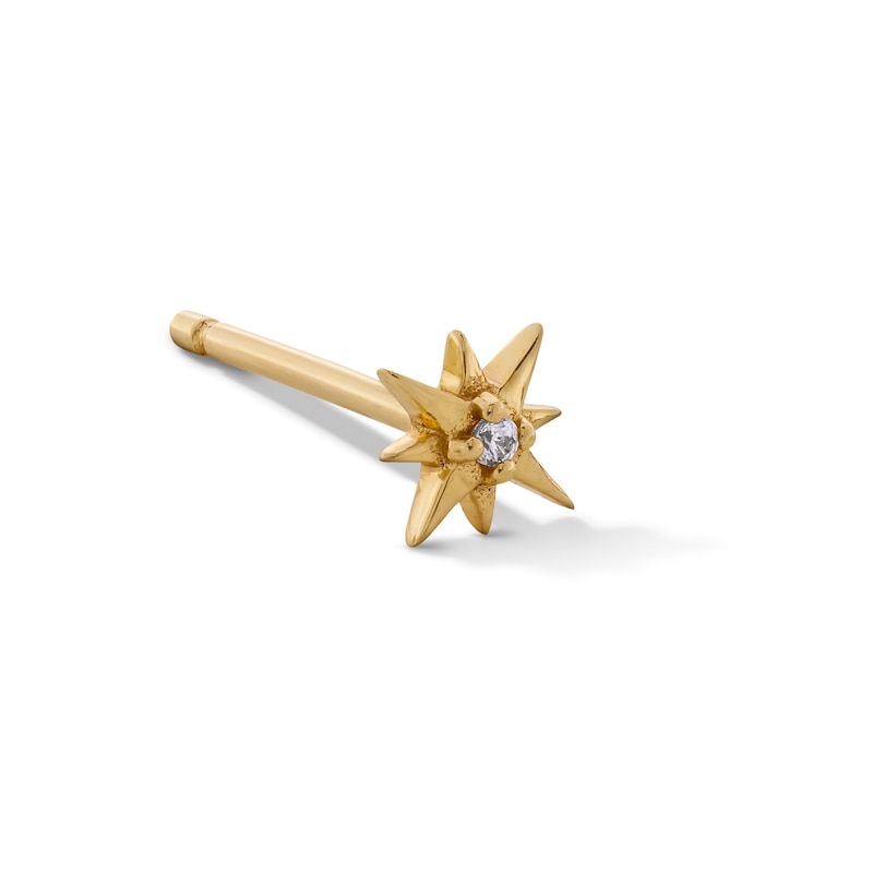 Main Image 1 of Lab-Grown Diamond Accent Star Single Cartilage Stud Earring in 14K Gold