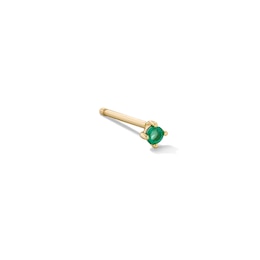 2.0mm Emerald Solitaire Single Cartilage Stud Earring in 14K Gold