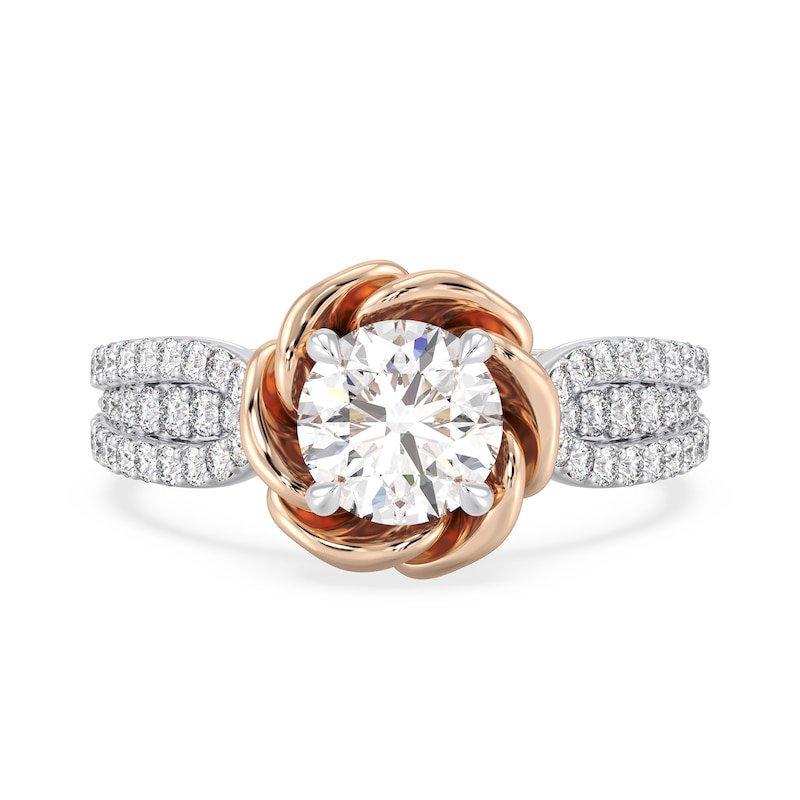 Main Image 4 of Enchanted Star Belle 2-1/4 CT. T.W. Certified Lab-Grown Diamond Rose Engagement Ring in 14K Two-Tone Gold (F/VS2)