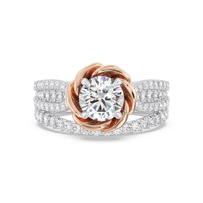 Main Image 7 of Enchanted Star Belle 2-1/4 CT. T.W. Certified Lab-Grown Diamond Rose Engagement Ring in 14K Two-Tone Gold (F/VS2)