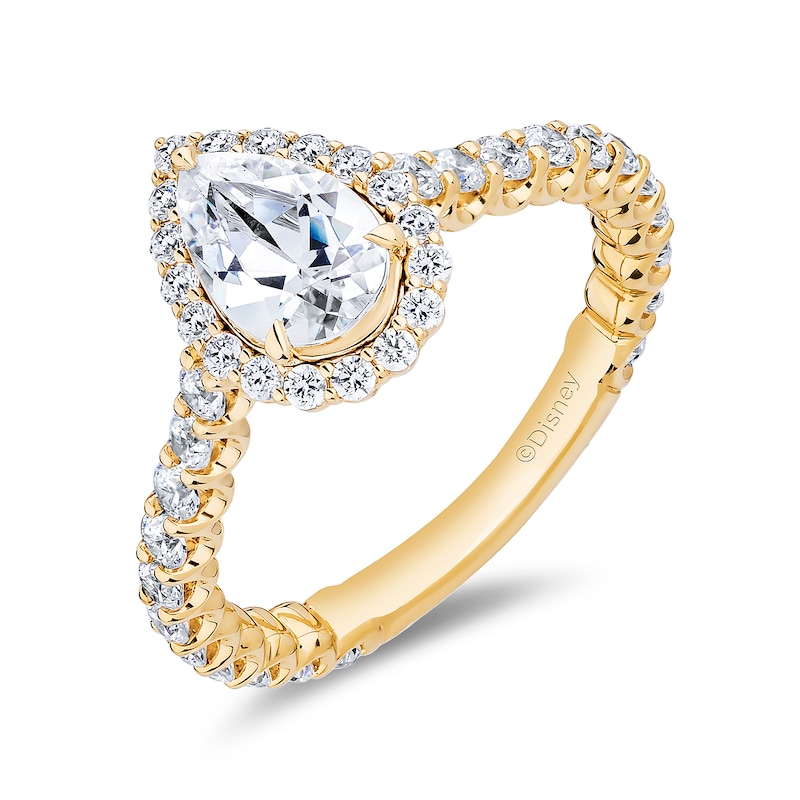 Main Image 1 of Enchanted Star Ariel 1-7/8 CT. T.W. Pear-Shaped Certified Lab-Grown Diamond Frame Engagement Ring in 14K Two-Tone Gold
