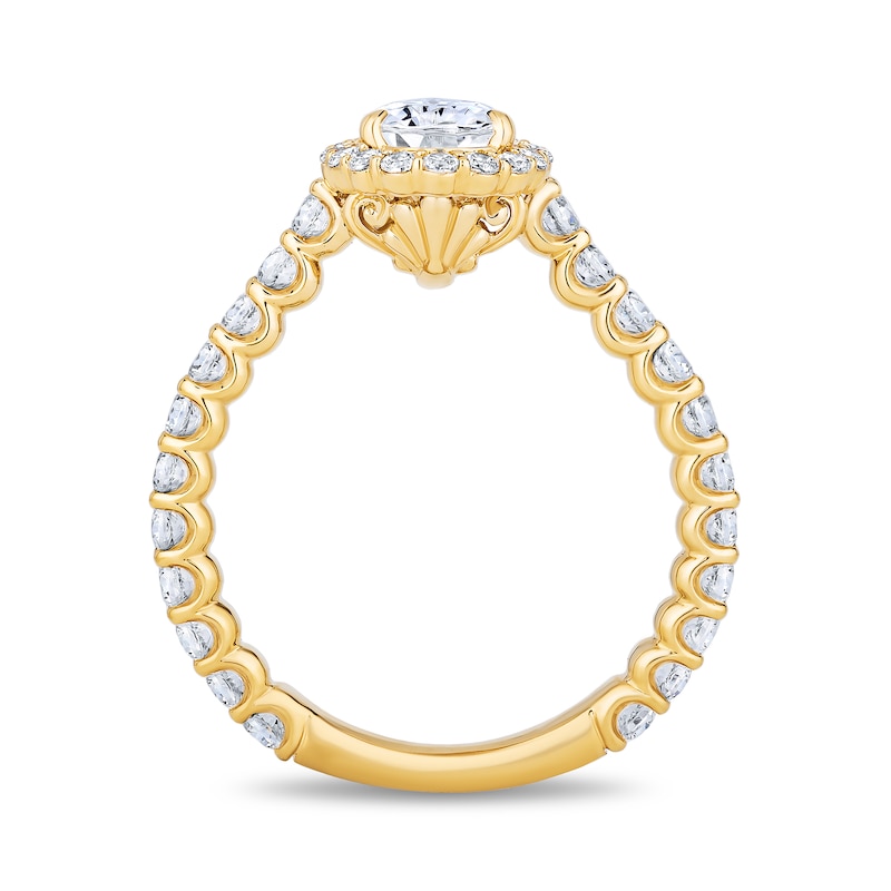 Main Image 3 of Enchanted Star Ariel 1-7/8 CT. T.W. Pear-Shaped Certified Lab-Grown Diamond Frame Engagement Ring in 14K Two-Tone Gold