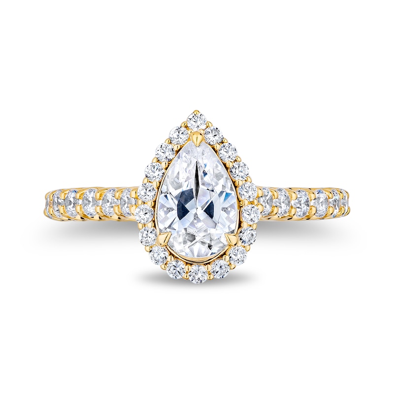 Main Image 4 of Enchanted Star Ariel 1-7/8 CT. T.W. Pear-Shaped Certified Lab-Grown Diamond Frame Engagement Ring in 14K Two-Tone Gold