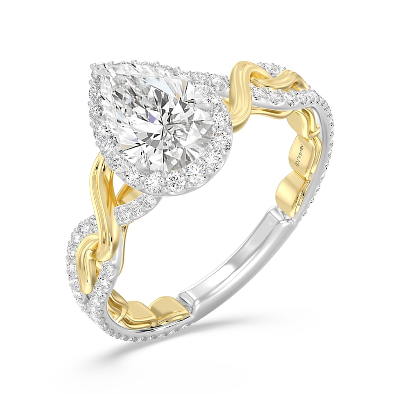 Main Image 1 of Enchanted Star Rapunzel 2 CT. T.W. Pear-Shaped Certified Lab-Grown Diamond Braid Engagement Ring in Two-Tone Gold