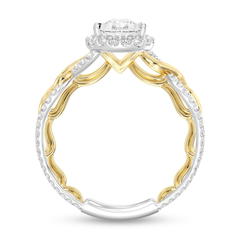 Main Image 3 of Enchanted Star Rapunzel 2 CT. T.W. Pear-Shaped Certified Lab-Grown Diamond Braid Engagement Ring in Two-Tone Gold