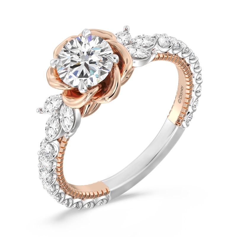 Main Image 1 of Enchanted Star Belle 1-3/4 CT. T.W. Certified Lab-Grown Diamond Rose with Leaf Engagement Ring in 14K Two-Tone Gold