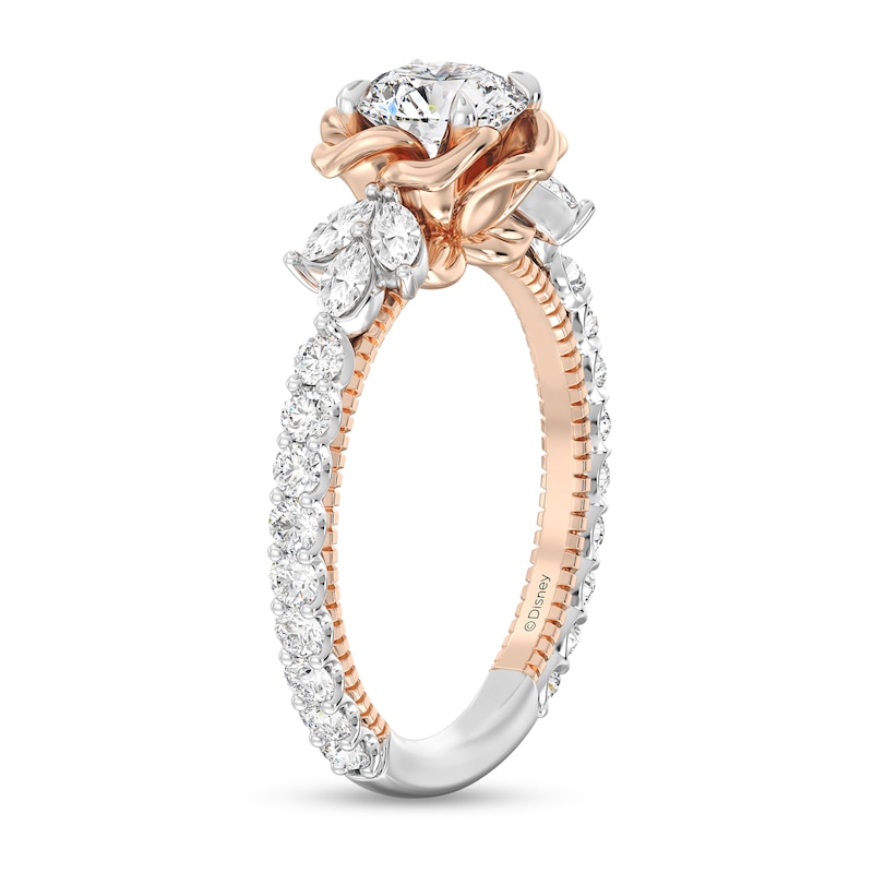 Main Image 2 of Enchanted Star Belle 1-3/4 CT. T.W. Certified Lab-Grown Diamond Rose with Leaf Engagement Ring in 14K Two-Tone Gold