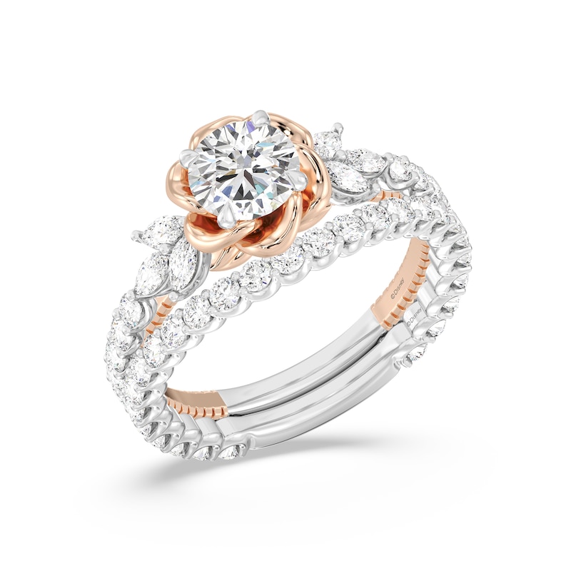 Main Image 6 of Enchanted Star Belle 1-3/4 CT. T.W. Certified Lab-Grown Diamond Rose with Leaf Engagement Ring in 14K Two-Tone Gold