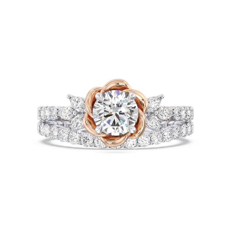 Main Image 7 of Enchanted Star Belle 1-3/4 CT. T.W. Certified Lab-Grown Diamond Rose with Leaf Engagement Ring in 14K Two-Tone Gold