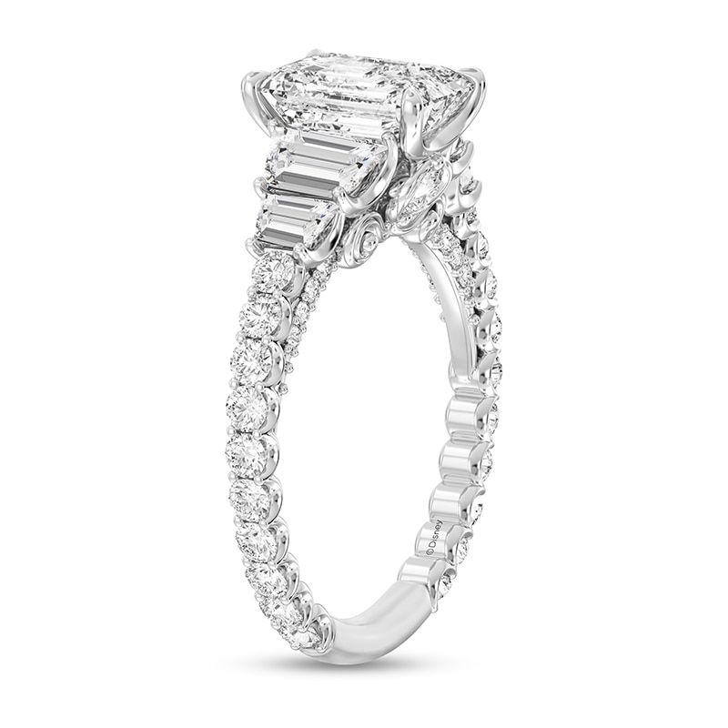 Main Image 2 of Enchanted Star Cinderella 4 CT. T.W. Emerald Certified Lab-Grown Diamond Collar Engagement Ring in 14K White Gold