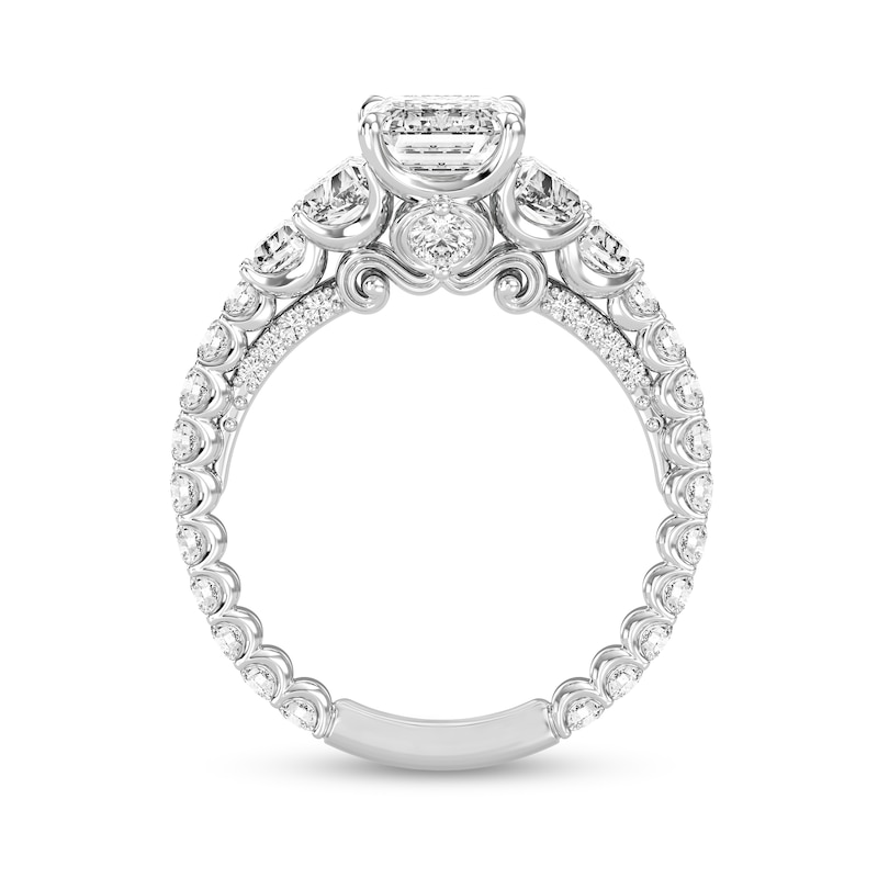 Main Image 3 of Enchanted Star Cinderella 4 CT. T.W. Emerald Certified Lab-Grown Diamond Collar Engagement Ring in 14K White Gold