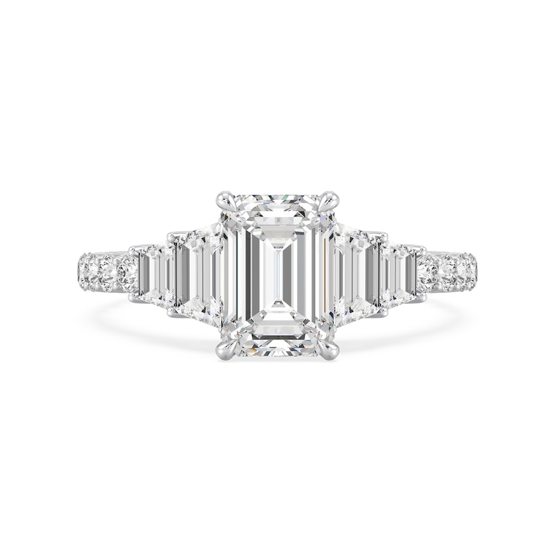Main Image 4 of Enchanted Star Cinderella 4 CT. T.W. Emerald Certified Lab-Grown Diamond Collar Engagement Ring in 14K White Gold