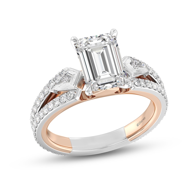 Main Image 1 of Enchanted Star Aurora 4 CT. T.W. Emerald Certified Lab-Grown Diamond Collar Engagement Ring in 14K Two-Tone Gold