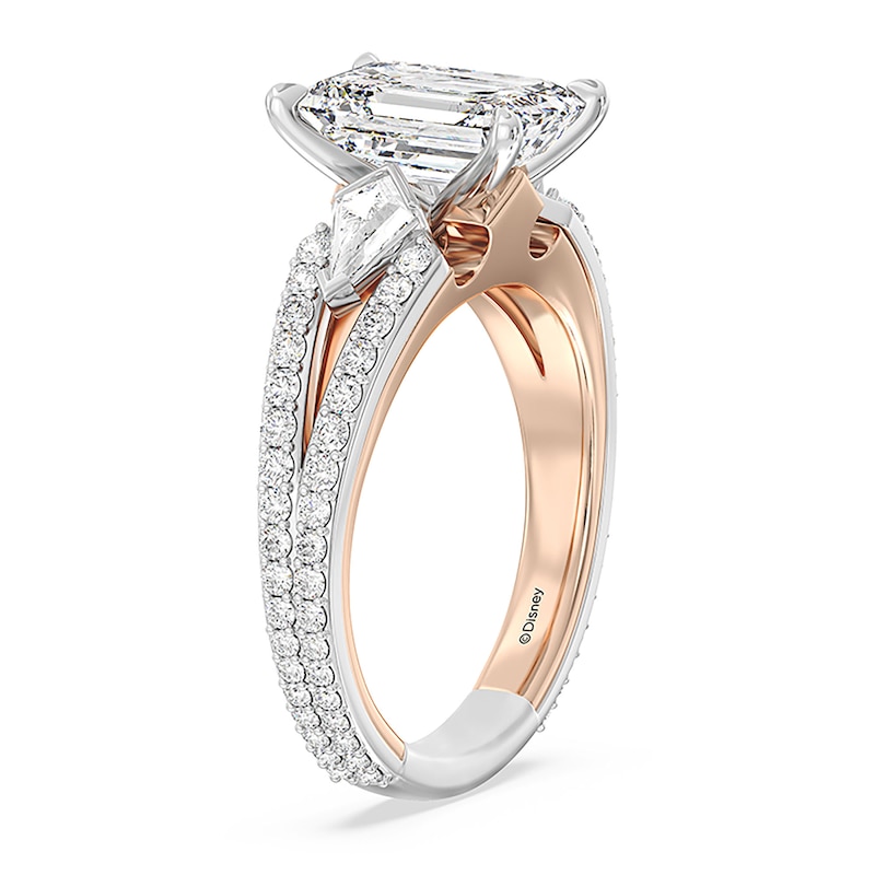 Main Image 2 of Enchanted Star Aurora 4 CT. T.W. Emerald Certified Lab-Grown Diamond Collar Engagement Ring in 14K Two-Tone Gold