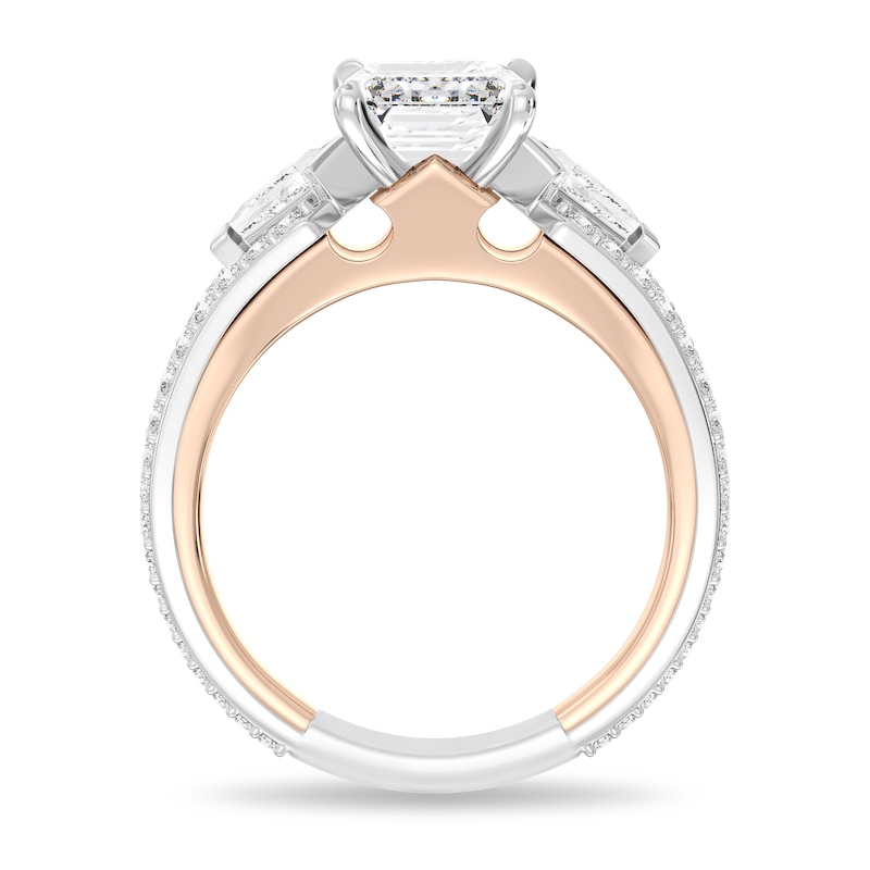 Main Image 3 of Enchanted Star Aurora 4 CT. T.W. Emerald Certified Lab-Grown Diamond Collar Engagement Ring in 14K Two-Tone Gold