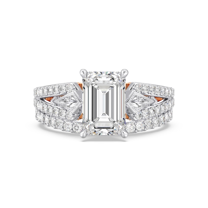 Main Image 7 of Enchanted Star Aurora 4 CT. T.W. Emerald Certified Lab-Grown Diamond Collar Engagement Ring in 14K Two-Tone Gold