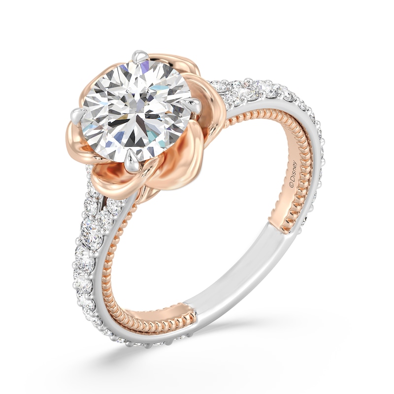 Main Image 1 of Enchanted Star Belle 2-3/4 CT. T.W. Certified Lab-Grown Diamond Rose Split Shank Engagement Ring in 14K Two-Tone Gold