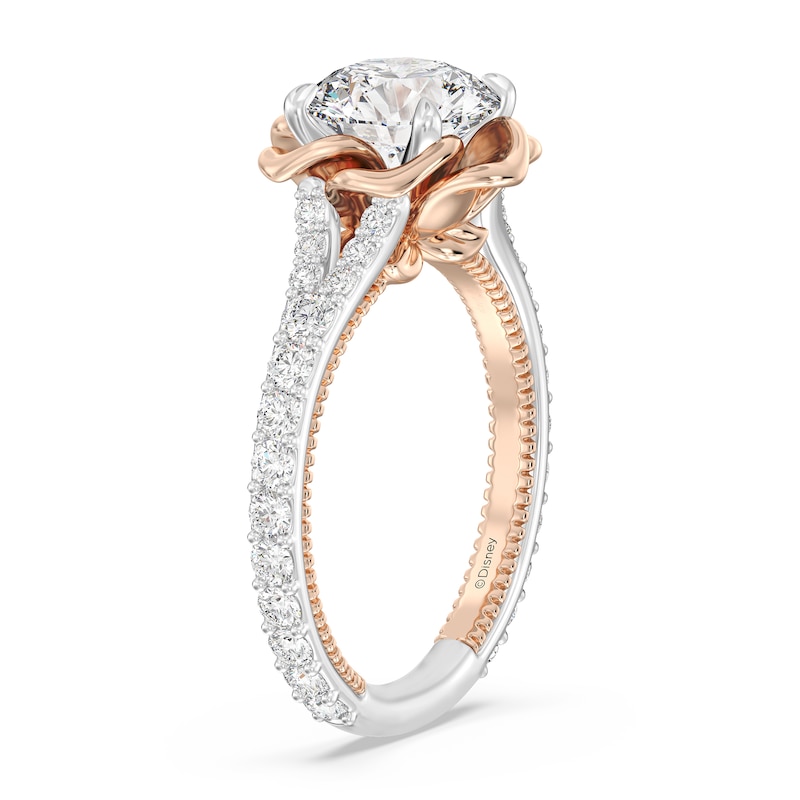 Main Image 2 of Enchanted Star Belle 2-3/4 CT. T.W. Certified Lab-Grown Diamond Rose Split Shank Engagement Ring in 14K Two-Tone Gold