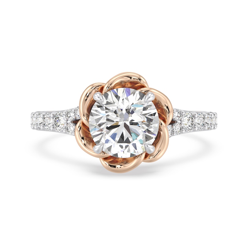 Main Image 4 of Enchanted Star Belle 2-3/4 CT. T.W. Certified Lab-Grown Diamond Rose Split Shank Engagement Ring in 14K Two-Tone Gold
