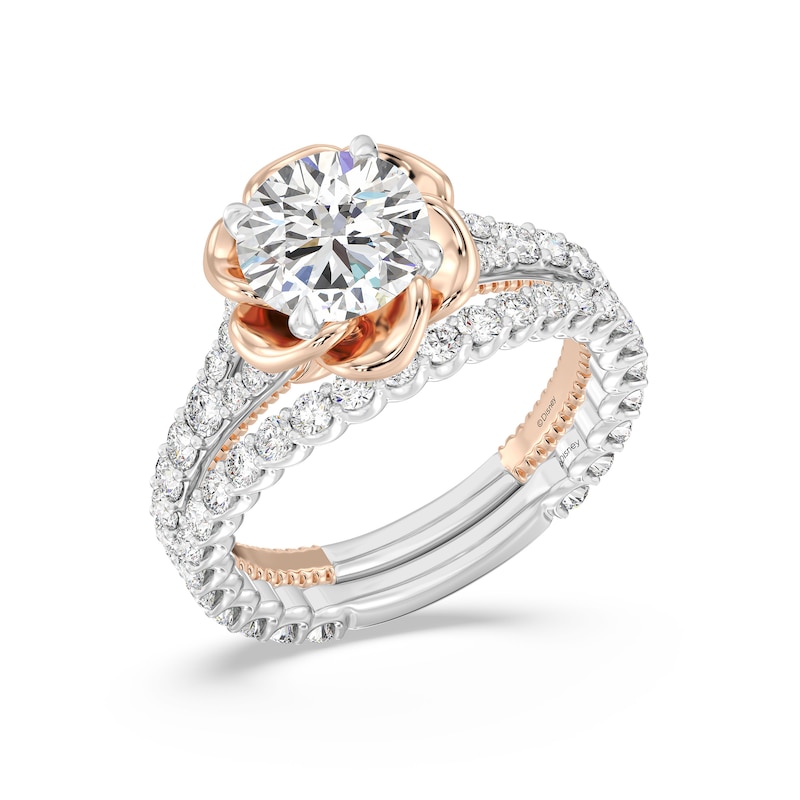 Main Image 6 of Enchanted Star Belle 2-3/4 CT. T.W. Certified Lab-Grown Diamond Rose Split Shank Engagement Ring in 14K Two-Tone Gold