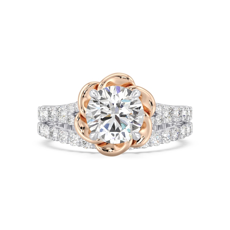 Main Image 7 of Enchanted Star Belle 2-3/4 CT. T.W. Certified Lab-Grown Diamond Rose Split Shank Engagement Ring in 14K Two-Tone Gold