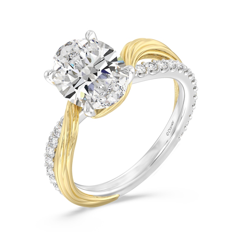 Main Image 1 of Enchanted Star Rapunzel 3-1/3CT. T.W. Oval Certified Lab-Grown Diamond Crossover Engagement Ring in 14K Two-Tone Gold