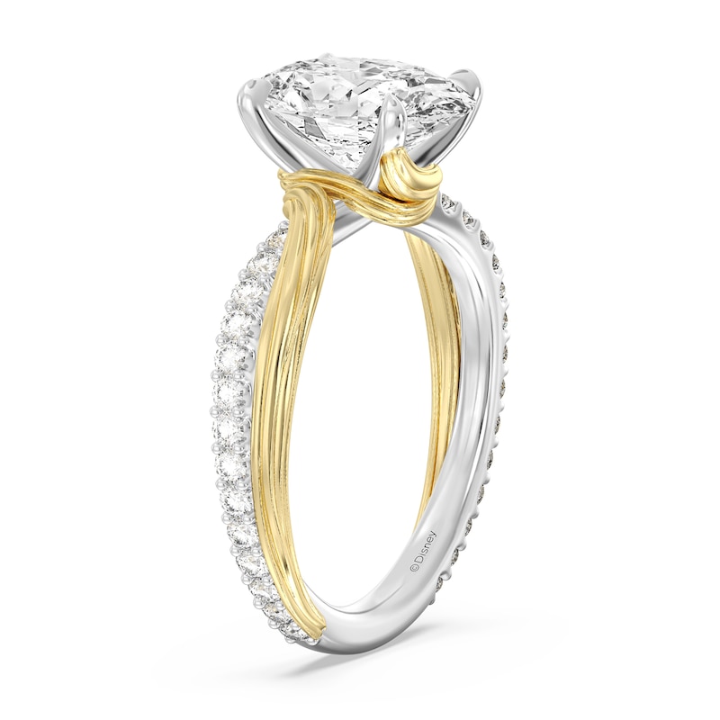 Main Image 2 of Enchanted Star Rapunzel 3-1/3CT. T.W. Oval Certified Lab-Grown Diamond Crossover Engagement Ring in 14K Two-Tone Gold