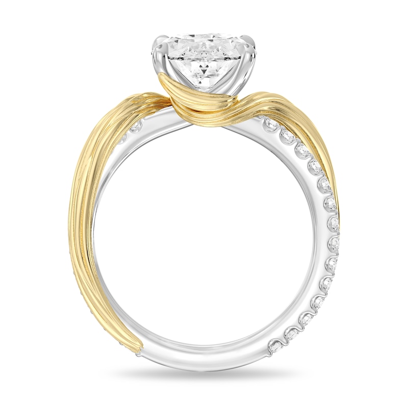 Main Image 3 of Enchanted Star Rapunzel 3-1/3CT. T.W. Oval Certified Lab-Grown Diamond Crossover Engagement Ring in 14K Two-Tone Gold