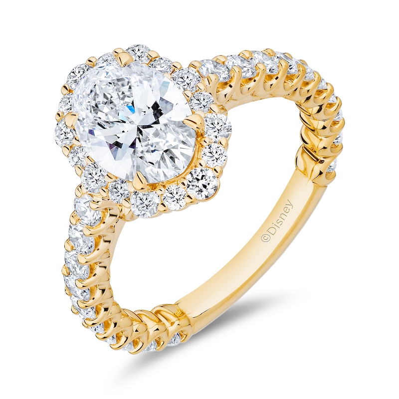 Main Image 1 of Enchanted Star Cinderella 2-7/8 CT. T.W. Oval Certified Lab-Grown Diamond Frame Engagement Ring in 14K White Gold