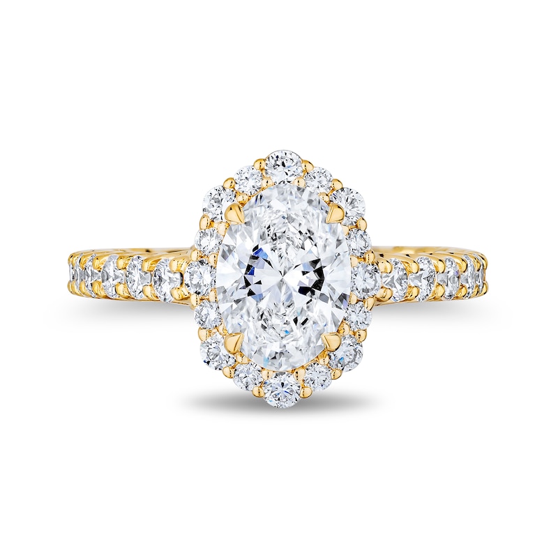 Main Image 3 of Enchanted Star Cinderella 2-7/8 CT. T.W. Oval Certified Lab-Grown Diamond Frame Engagement Ring in 14K White Gold