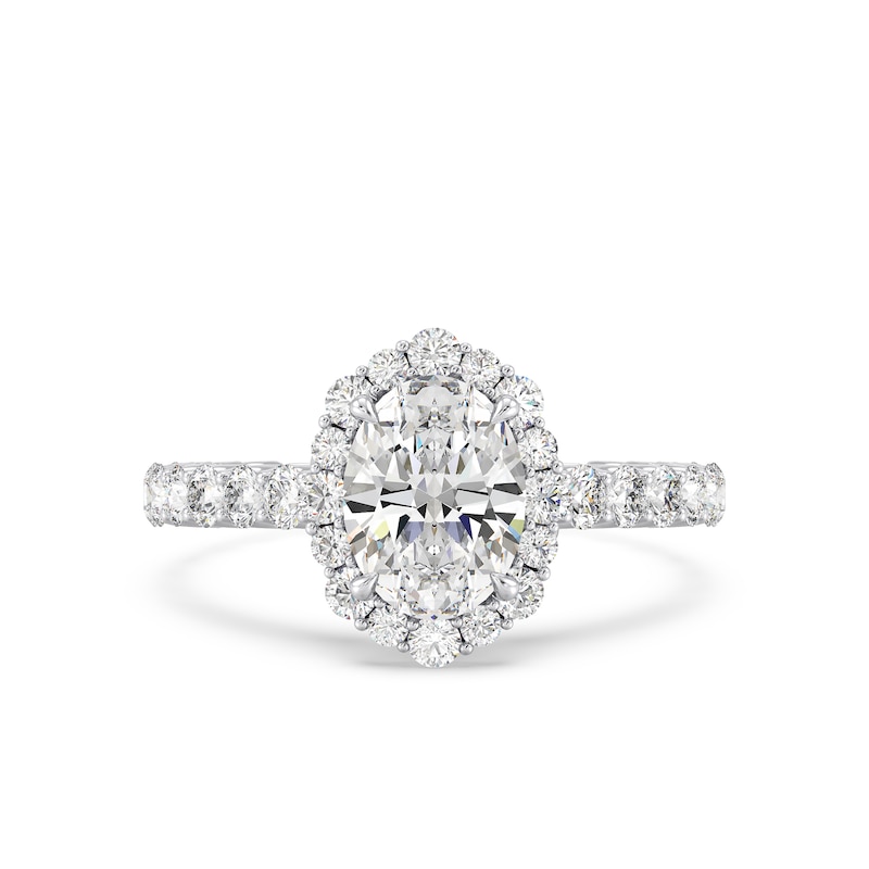 Main Image 4 of Enchanted Star Cinderella 2-7/8 CT. T.W. Oval Certified Lab-Grown Diamond Frame Engagement Ring in 14K White Gold