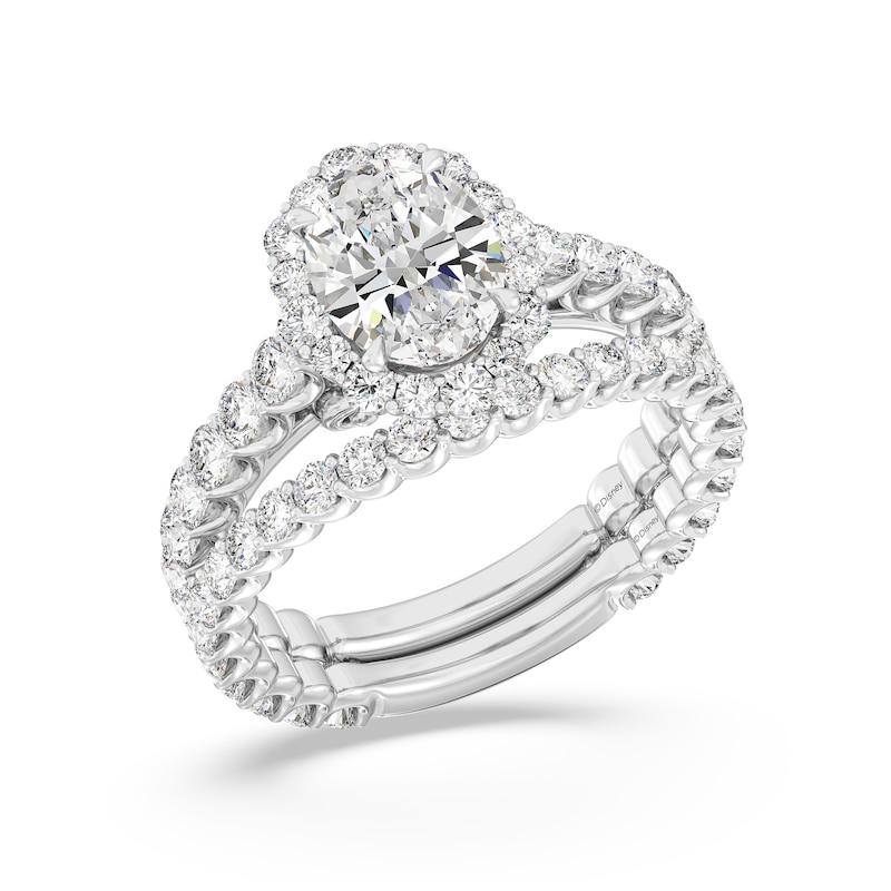 Main Image 6 of Enchanted Star Cinderella 2-7/8 CT. T.W. Oval Certified Lab-Grown Diamond Frame Engagement Ring in 14K White Gold