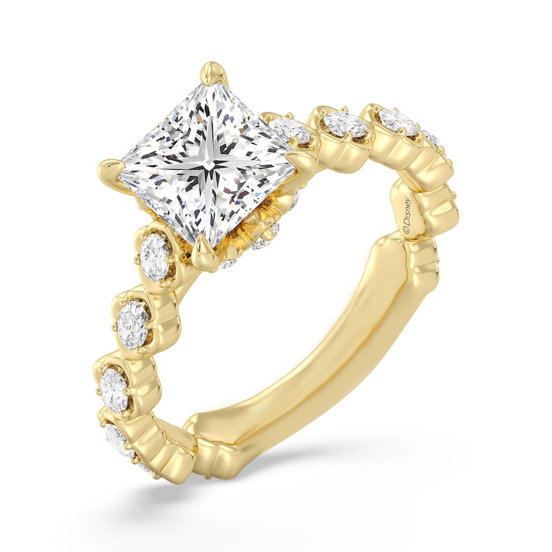 Main Image 1 of Enchanted Star Jasmine 2-3/4 CT. T.W. Princess-Cut Certified Lab-Grown Diamond Clover Engagement Ring in 14K Gold