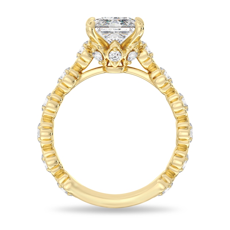 Main Image 3 of Enchanted Star Jasmine 2-3/4 CT. T.W. Princess-Cut Certified Lab-Grown Diamond Clover Engagement Ring in 14K Gold