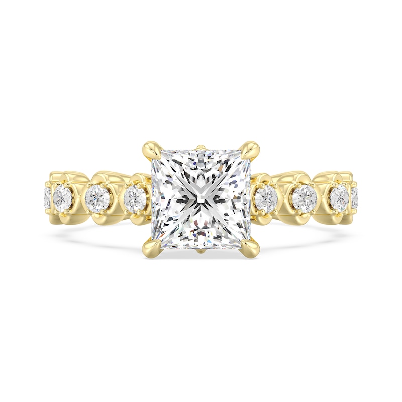 Main Image 4 of Enchanted Star Jasmine 2-3/4 CT. T.W. Princess-Cut Certified Lab-Grown Diamond Clover Engagement Ring in 14K Gold