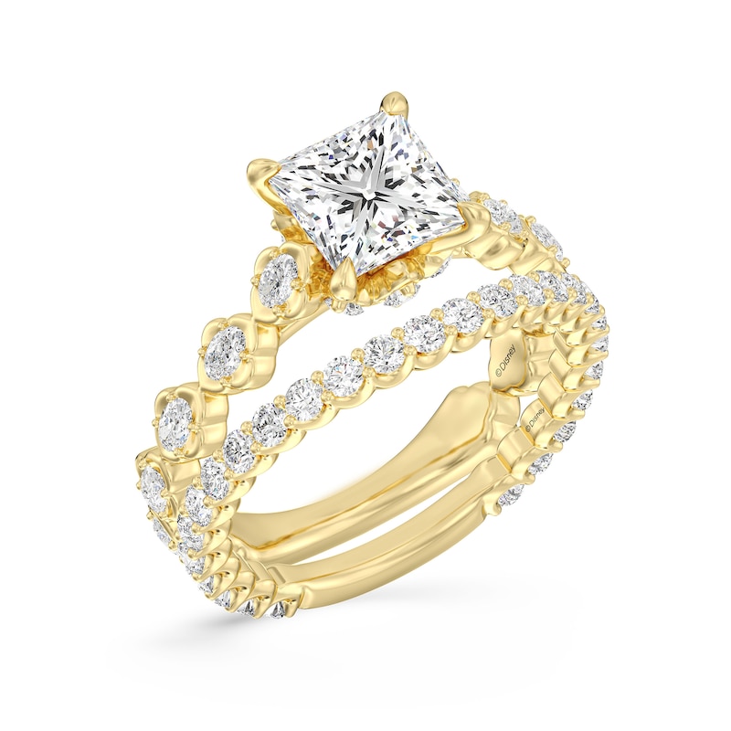 Main Image 6 of Enchanted Star Jasmine 2-3/4 CT. T.W. Princess-Cut Certified Lab-Grown Diamond Clover Engagement Ring in 14K Gold