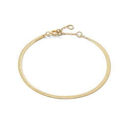 2.0mm Wheat Chain Bracelet in Solid Sterling Silver with 18K Gold Plate