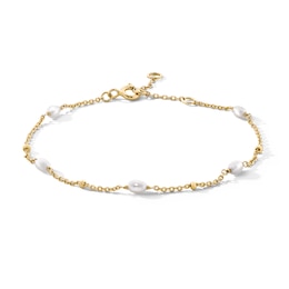 Baroque Freshwater Cultured Pearl Station Bracelet in Sterling Silver with 18K Gold Plate