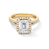 Thumbnail Image 1 of 3-1/2 CT. T.W. Emerald-Cut Certified Lab-Grown Diamond Frame Double Row Shank Engagement Ring in 14K Gold (F/SI2)