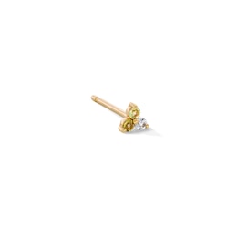 Green Tourmaline, Peridot and White Sapphire Stacked Trio Single Cartilage Stud Earring in 14K Gold