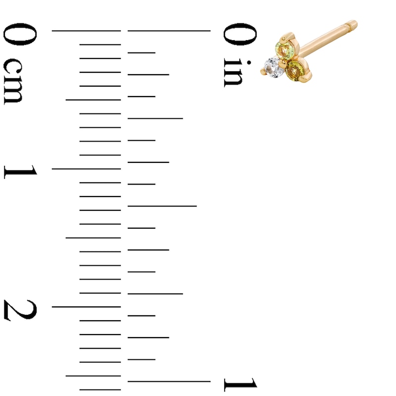 Main Image 3 of Green Tourmaline, Peridot and White Sapphire Stacked Trio Single Cartilage Stud Earring in 14K Gold