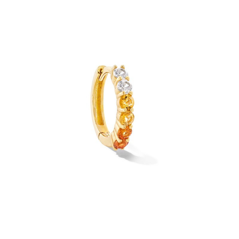 Main Image 1 of Citrine with Orange and White Sapphire Ombré Single Hoop Earring in 14K Gold