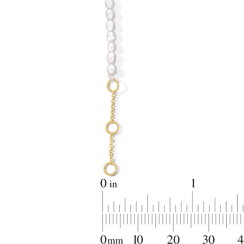 Main Image 3 of Freshwater Cultured Pearl and White Sapphire Star Charm Bracelet in Sterling Silver with 18K Gold Plate