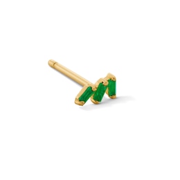 Baguette-Cut Emerald Trio Single Cartilage Stud Earring in 14K Gold