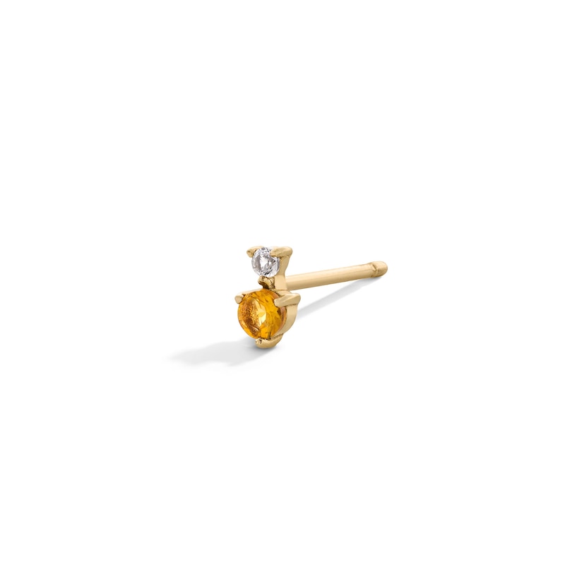 Main Image 1 of Citrine and White Sapphire Stacked Single Cartilage Stud Earring in 14K Gold